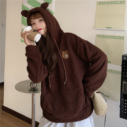 Cozy Bear Hug Women’s Sweater Hoodie with Adorable Bear Ears