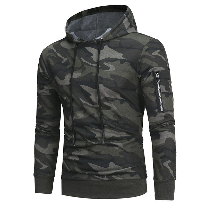 Camouflage Hooded Slim Fit Pullover for Men