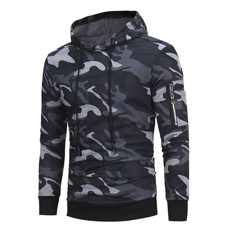 Camouflage Hooded Slim Fit Pullover for Men