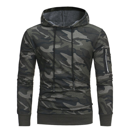 Camouflage Hooded Slim Fit Pullover for Men