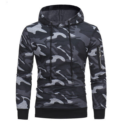 Camouflage Hooded Slim Fit Pullover for Men