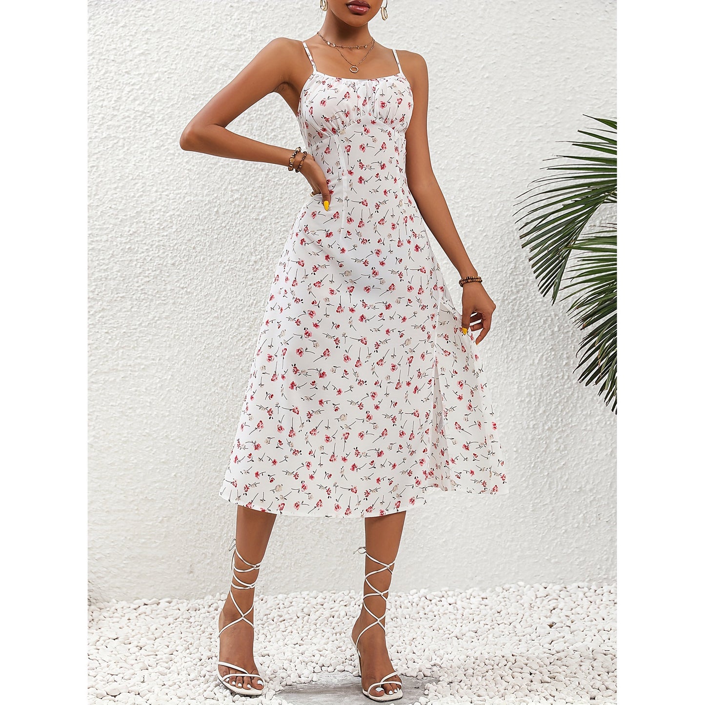 Shop at Artephi for a stunning Sultry Long Dress with Slit, Polka Dot and Floral Varieties! Sultry Summer Vibes Collection. Discover the enchanting allure of summer with Polka Dot or Floral Print Suspender Dresses only ₱879.00