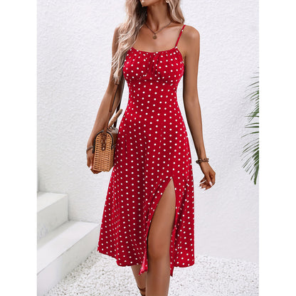 Shop at Artephi for a stunning Sultry Long Dress with Slit, Polka Dot and Floral Varieties! Sultry Summer Vibes Collection. Discover the enchanting allure of summer with Polka Dot or Floral Print Suspender Dresses only ₱879.00