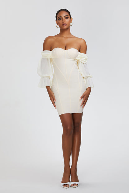 Lantern Sleeve Off-Shoulder Dress: European Elegance