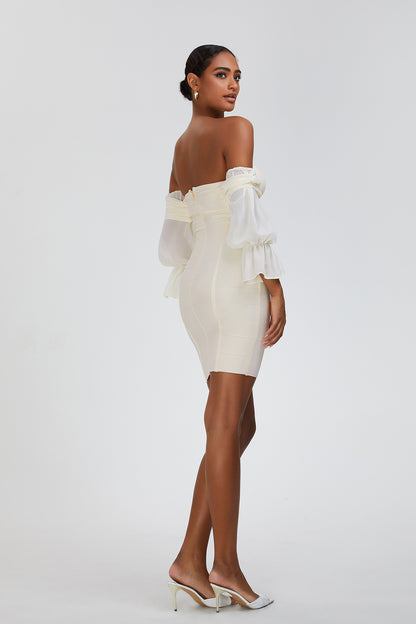 Lantern Sleeve Off-Shoulder Dress: European Elegance