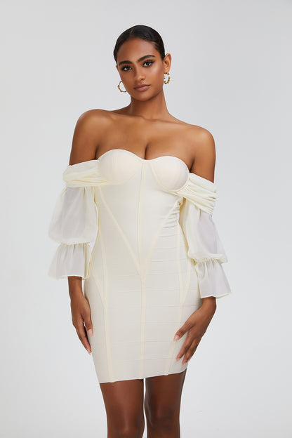 Lantern Sleeve Off-Shoulder Dress: European Elegance